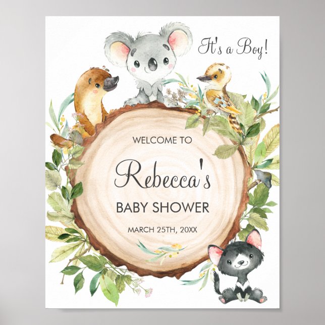 Begrüßungszeichen für niedliche australische Baby- Poster (Vorne)