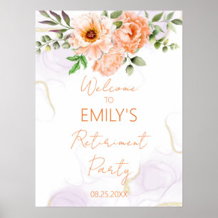 Begrüßungszeichen für Orange Floral Retirement Par Poster