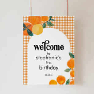 Begrüßungszeichen für Orange Geburtstagsparty oder Poster