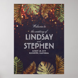 Begrüßungszeichen für Palmen und Strandlichter Poster