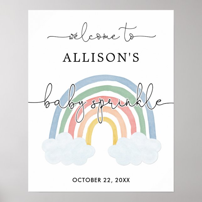 Begrüßungszeichen für Regenbogen-Watercolor Poster (Vorne)