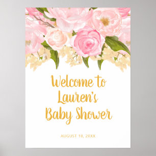 Begrüßungszeichen für Rosa und Gold Babydusche, Bl Poster