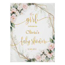 Begrüßungszeichen für Rosa und Gold Floral Baby Du
