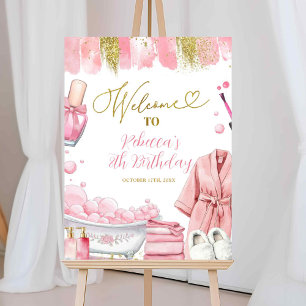 Begrüßungszeichen für Rosa und Gold Girl Wellness- Poster