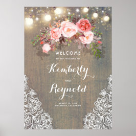 Begrüßungszeichen für Rustikale Blumenzehen Poster