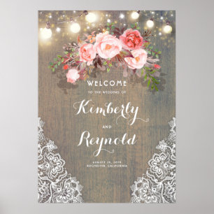 Begrüßungszeichen für Rustikale Blumenzehen Poster