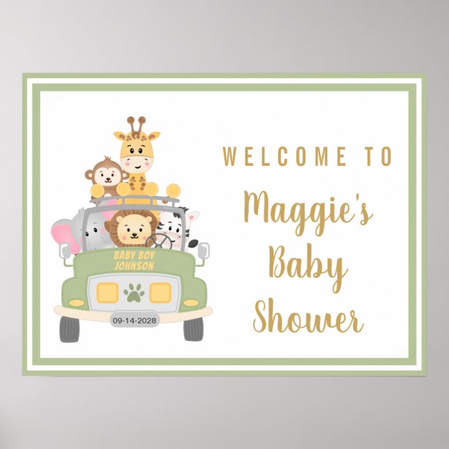 Begrüßungszeichen für Safari Baby-Dusche Poster (Vorne)