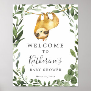 Begrüßungszeichen für Sloth Baby Dusche Poster