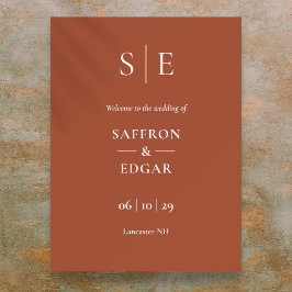 Begrüßungszeichen für Terracotta und Gold Monogram Poster