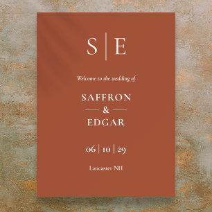 Begrüßungszeichen für Terracotta und Gold Monogram Poster