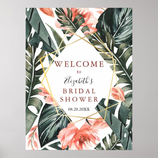 Begrüßungszeichen für tropisches Floralgold Poster (Vorne)