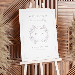Begrüßungszeichen für Vintage Lavendel Monogram Fotodruck