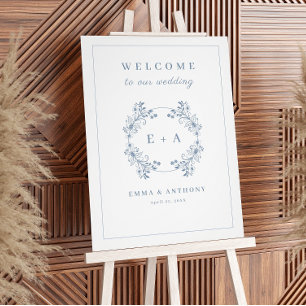 Begrüßungszeichen für Vintage Periwinkle Monogram Fotodruck
