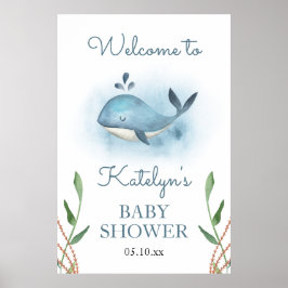 Begrüßungszeichen für Whale Baby Dusche Poster
