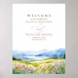 Begrüßungszeichen für Wildblumen Wiese und Wiese Poster