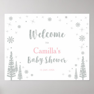 Begrüßungszeichen für Winter Baby Dusche, Mädchen, Poster