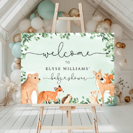 Begrüßungszeichen für Woodland Animals Green Baby  Poster