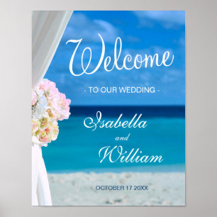 Begrüßungszeichen   Hochzeit am Blue Ocean Beach Poster