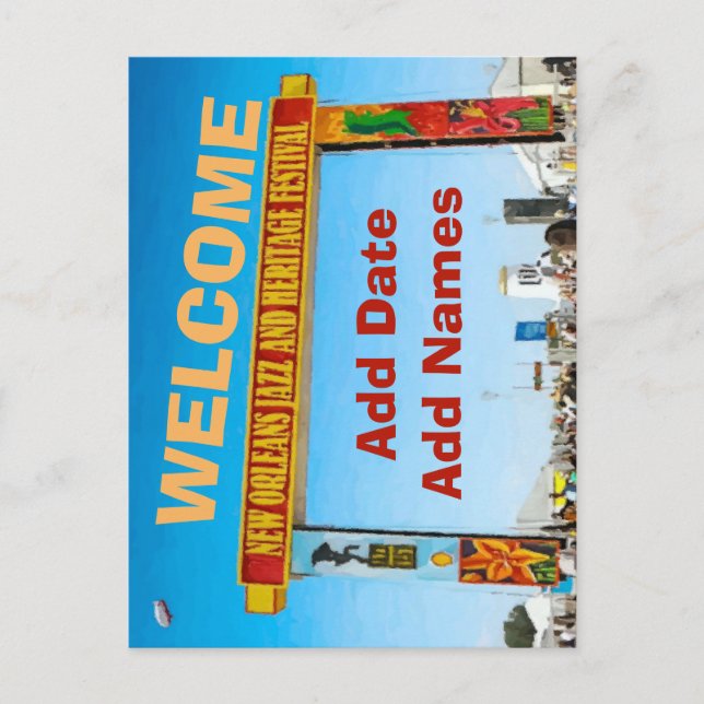 Begrüßungszeichen, Jazzmusik, Plakatunterschrift Postkarte (Vorderseite)