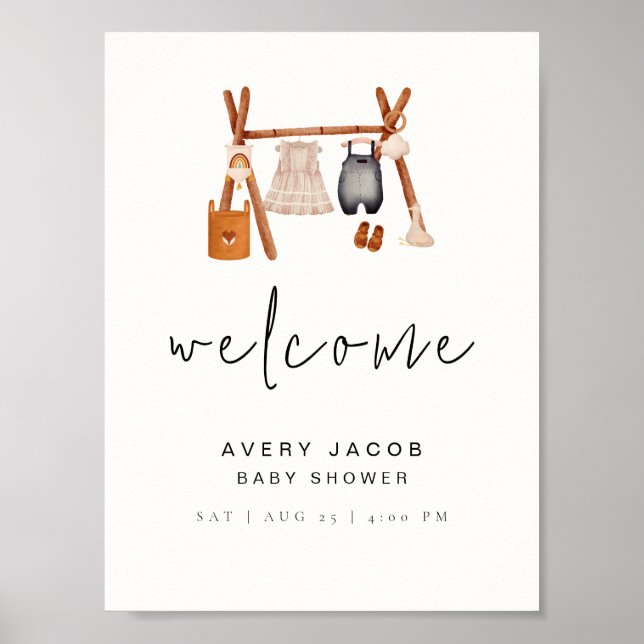 Begrüßungszeichen | Minimal Boho Kleidung Babydusc Poster (Vorne)