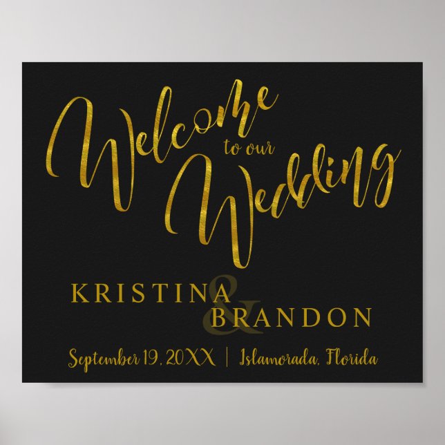 Begrüßungszeichen mit Imitate Gold Foil Letter Poster (Vorne)