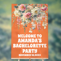 Begrüßungszeichen Orange Acrylic Floral Bacheloret