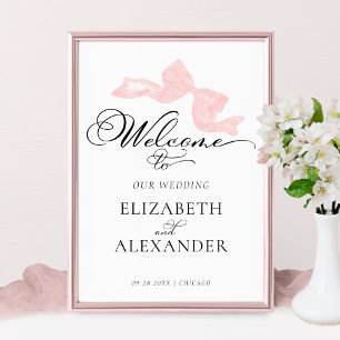 Begrüßungszeichen   Pink Bow Calligraphy Poster