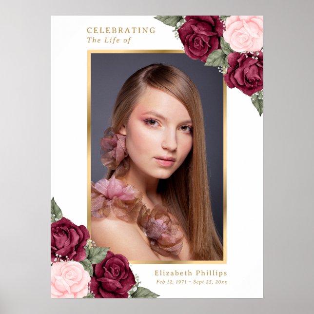 Begrüßungszeichen Rosa goldfarbenes Foto Poster (Vorne)