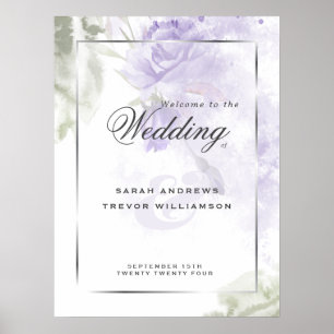 Begrüßungszeichen Schöne rustikale Lilac Lila Rose Poster