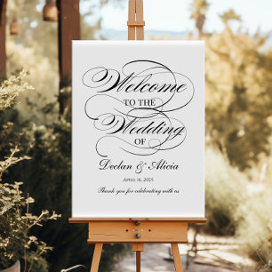 Begrüßungszeichen schwarz, elegante Kalligraphie Poster