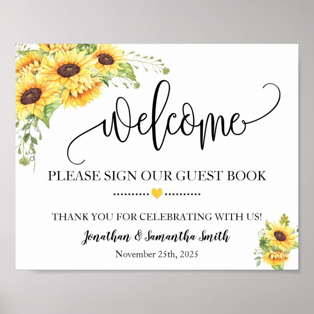 Begrüßungszeichen unseres Gästebuches Hochzeitsson Poster (Vorne)