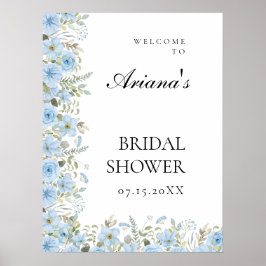 Begrüßungszeichen Vintag Blue Floral Poster