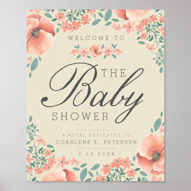 BEGRÜSSUNGSZEICHEN | Vintag Floral Storybook Baby Poster (Vorne)