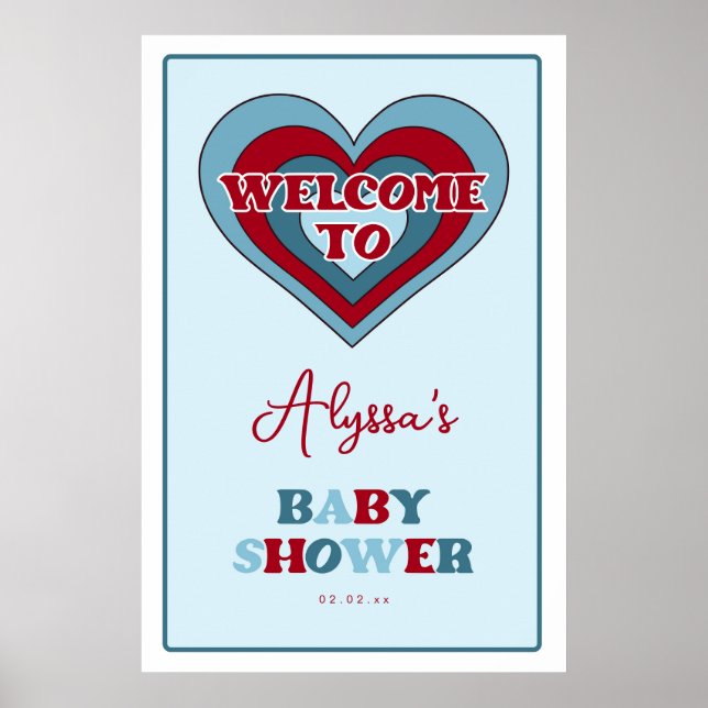 Begrüßungszeichen von Boy Valentine's Day Baby Sho Poster (Vorne)