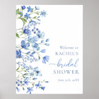 Begrüßungszeichen von Dusty Blue Floral Brautparty