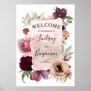 Begrüßungszeichen von Dusty Rose & Burgund Poster