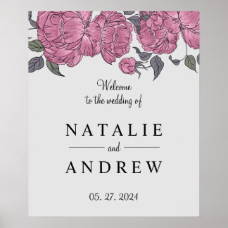Begrüßungszeichen von Peonies Poster