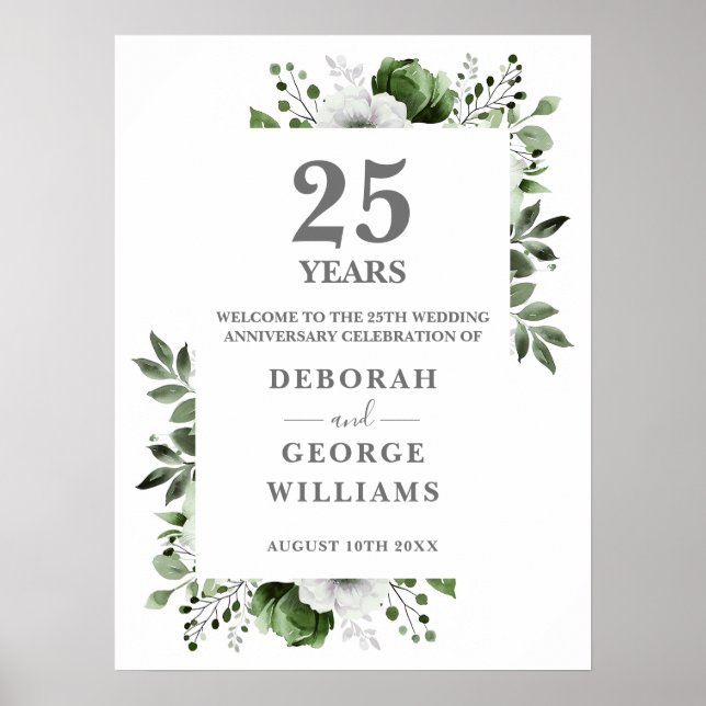 Begrüßungszeichen zum 25. Hochzeitstag Poster (Vorne)
