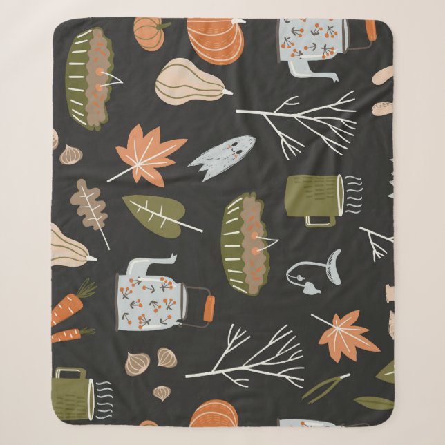 Behagliche Herbstelemente: Warmes Muster. Sherpadecke (Vorderseite)