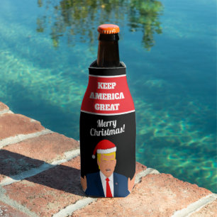 Behalt America Great Christmas Santa Trump Cartoon Flaschenkühler