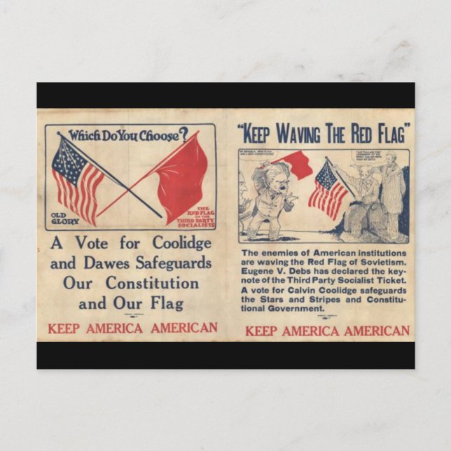 Behalt Amerika Amerikaner - Abstimmung Cal Coolidg Postkarte (Vorderseite)
