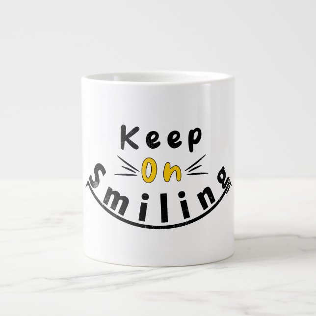 Behalt auf dem Lächeln glücklichen Logos Jumbo-Tasse (Vorderseite)