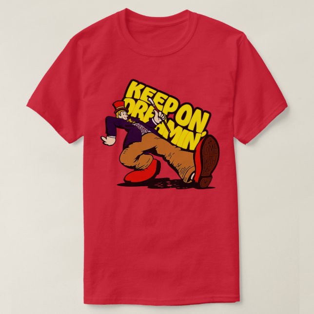 Behalt auf Dreamin Willy Wonka Lila T-Shirt (Design vorne)