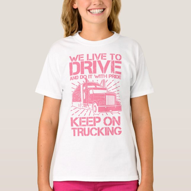 Behalt auf LKWing 18 Wheeler Pink T - Shirt (Vorderseite)