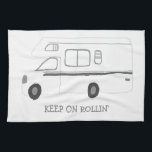 BEHALT AUF ROLLIN Retro Camper Motorhome RV B&W Geschirrtuch<br><div class="desc">Dekorieren Sie Ihre Küche mit diesem coolen Handtuch. Macht ein tolles Haus-Erwärmung oder Jubiläum Geschenk! Sie können ihn anpassen und auch Text hinzufügen. Karo in meinem Shop für viel mehr Farben und Muster und passende Küchenartikel!</div>
