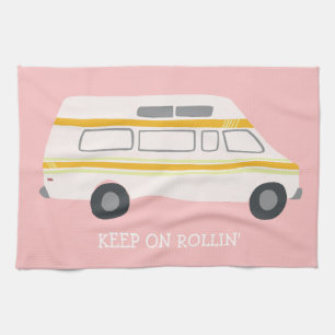 BEHALT AUF ROLLIN Retro Campervan Motorhome RV Pin Geschirrtuch