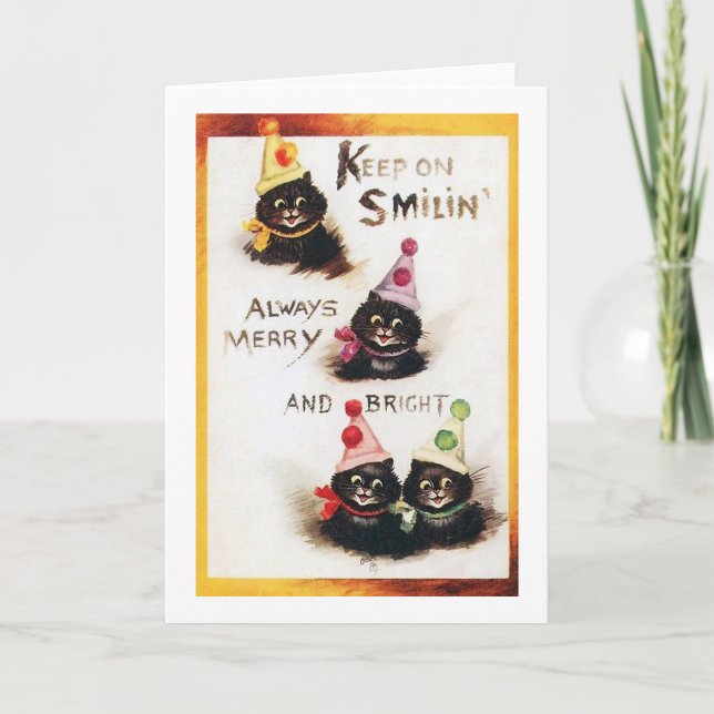 Behalt auf Smilin, Black Cat, Louis Wain Karte (Vorderseite)
