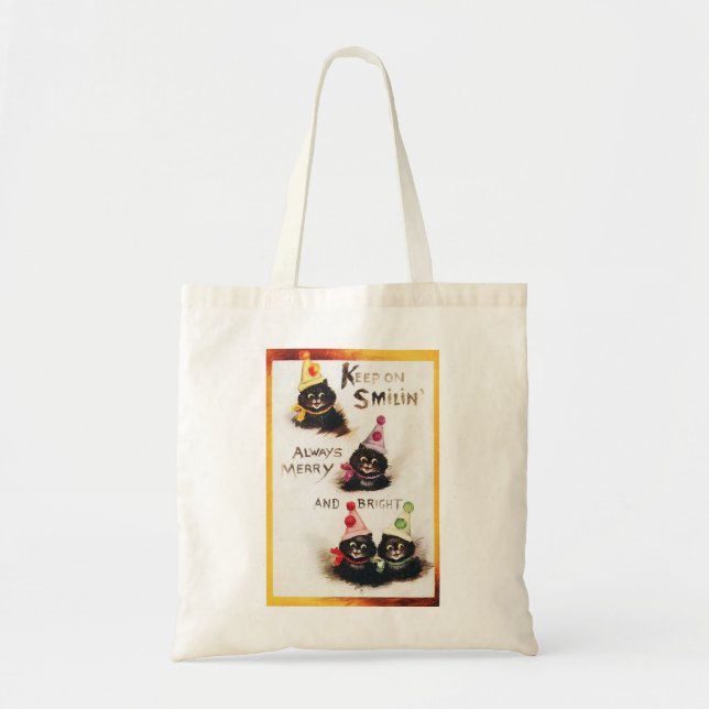 Behalt auf Smilin, Black Cat, Louis Wain Tragetasche (Vorne)