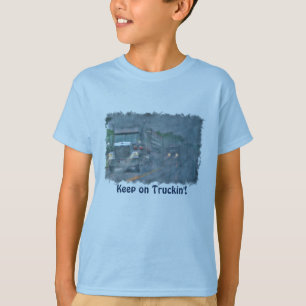 "Behalt auf Truckin'" Rainstorm Big Rig Truck T-Shirt
