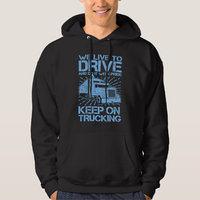 Behalt auf Trucking 18 Wheeler Blue Hoodie (Vorderseite)